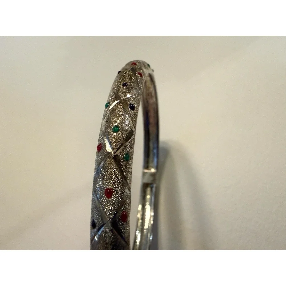 VINTAGE STUNNING STERLING SILVER BANGLE BRACELET ~ 925‎